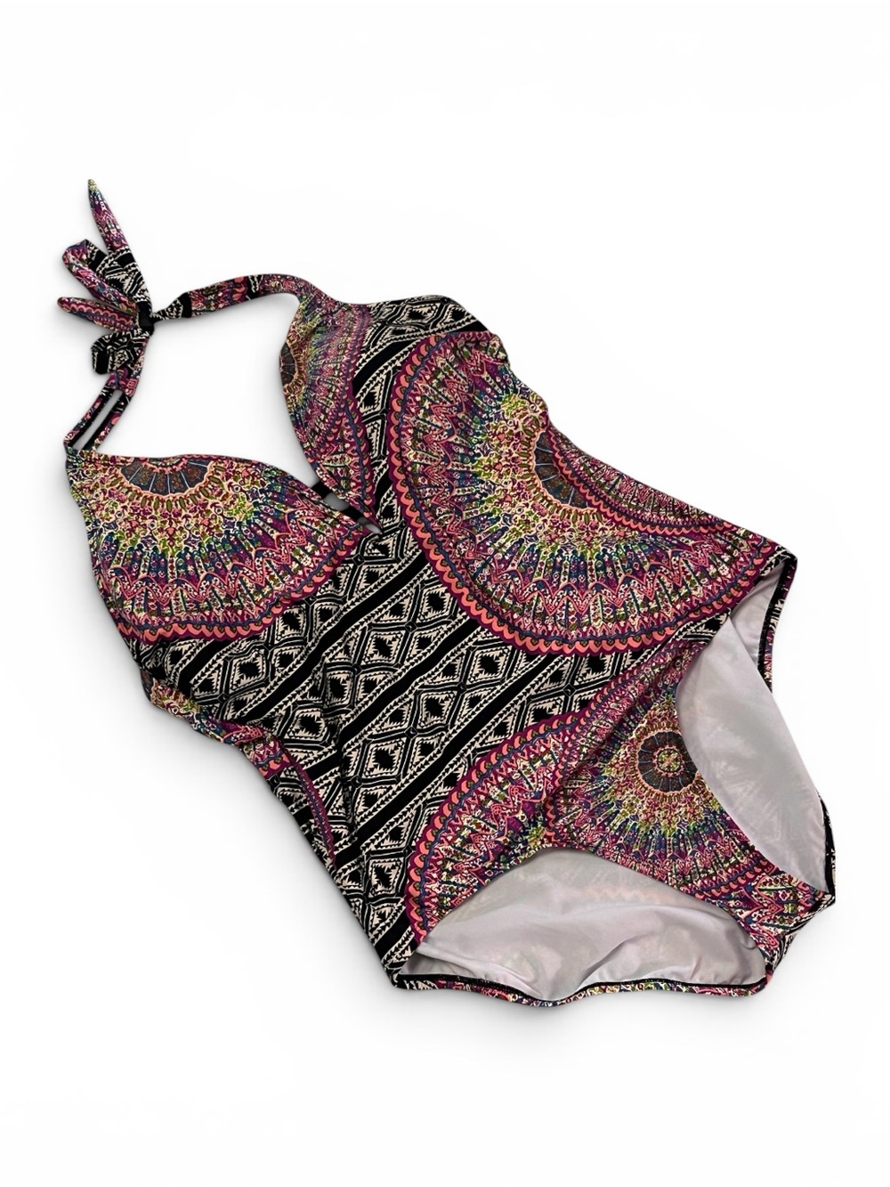 Clean Water Boho Tribal Medallion One Piece Halter Style Swimsuit (22W)